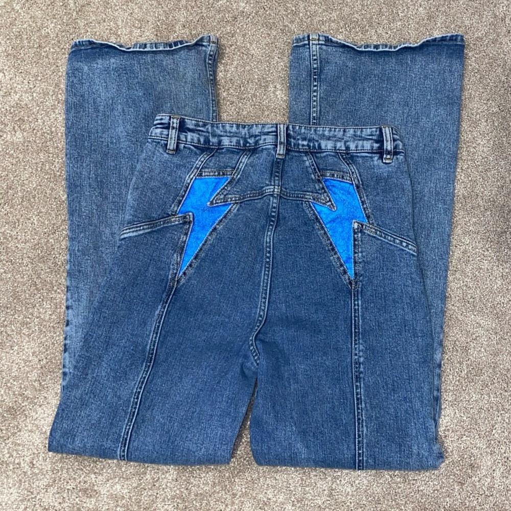 Free People We The Free Thunderbird Flare Jean Size 32 Electric Blue High Rise